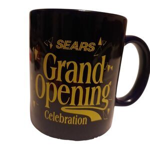 VTG Sears & Roebuck Grand Opening Celebration Cobalt Blue Ceramic Coffee Mug Cup